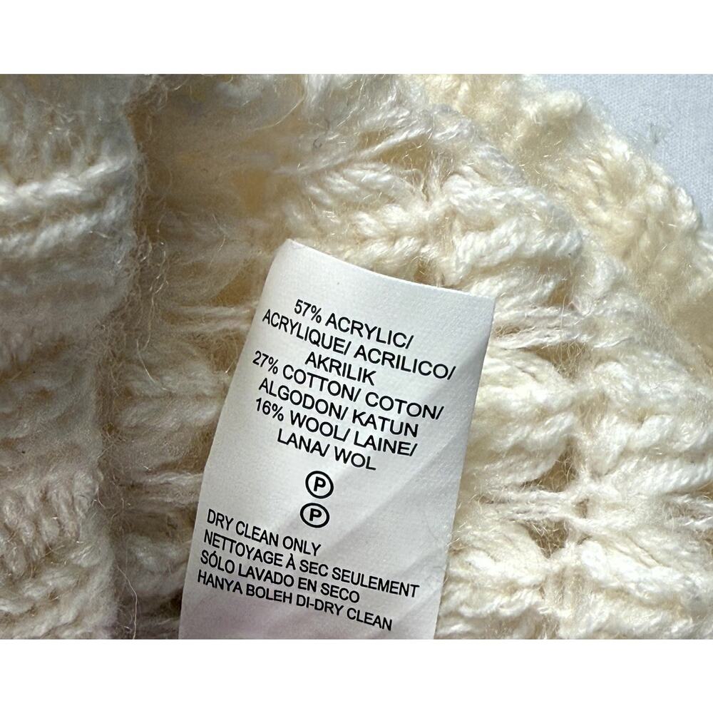 Lucky Brand Ivory Cable Knit Sweater Sz S Wool Blend Boho - Picture 7 of 7